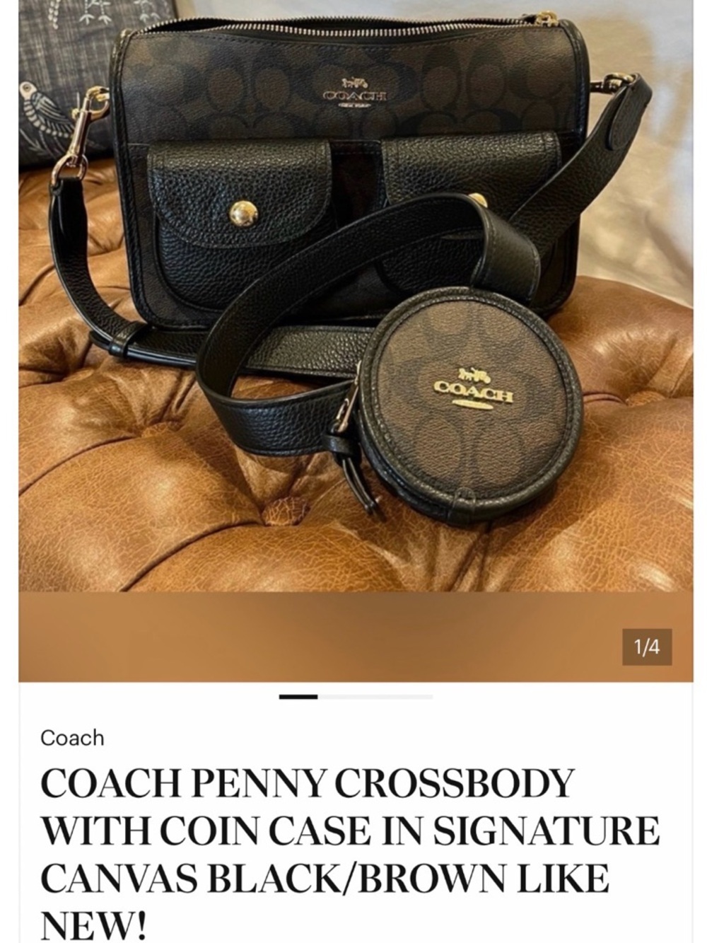 Coach Penny Crossbody Bag with Coin Case - Black/Brown